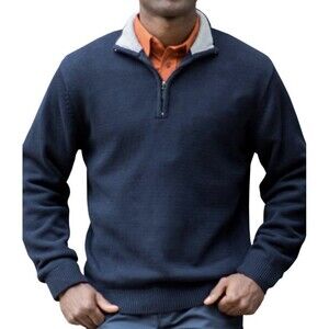 EDWARDS Quarter Zip Jersey Knit Sweater Men’s XL Navy Blue